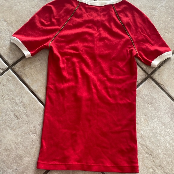 Gucci Red Sequin Logo Ringer Tee - Ribbed Jersey Knit Shirt XXS | EUC - Picture 8 of 8